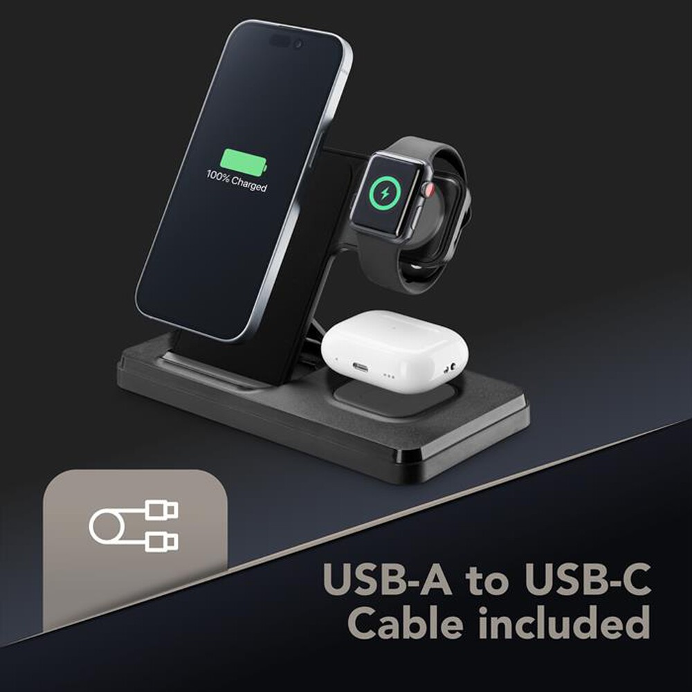 Immagine del prodotto CELLULARLINE - Triple Station 3 in 1 WIRESTAND3IN1FBK-Nero