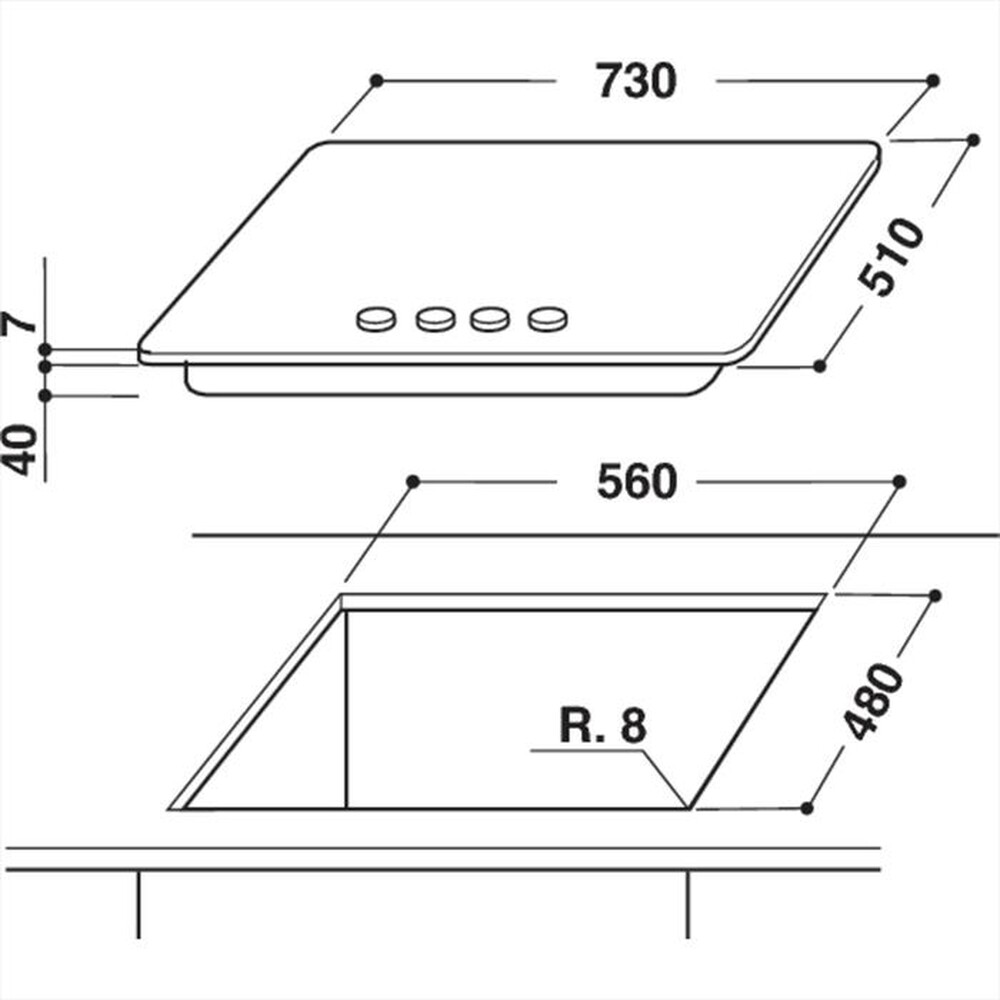 "WHIRLPOOL - Piano cottura a gas GMR 7522/IXL 73cm"
