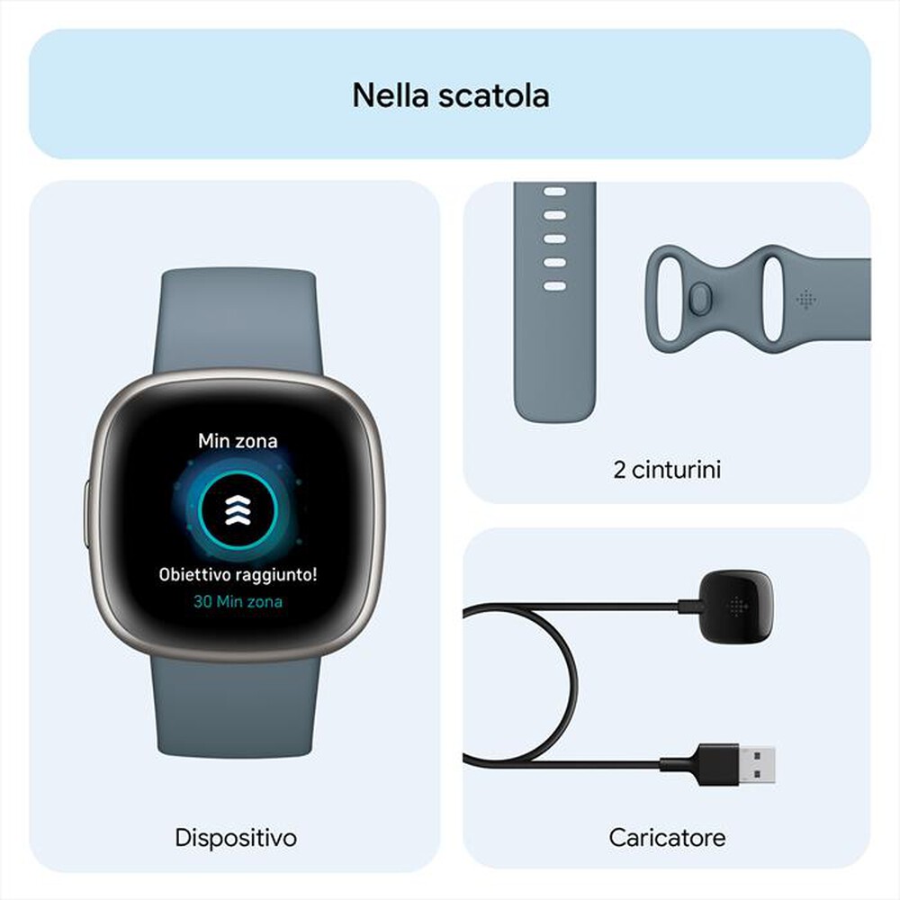 "FITBIT - VERSA 4 - FB523SRAG-BLU AVIO/ALL GRIGIO PL"