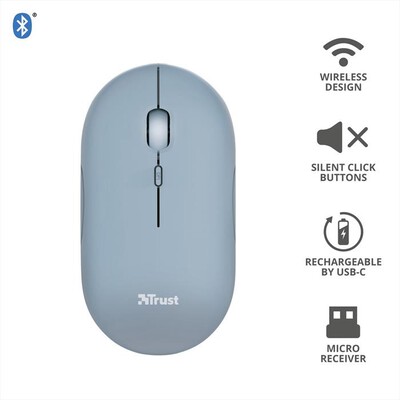 TRUST - PUCK WIRELESS MOUSE BLUE-Blue
