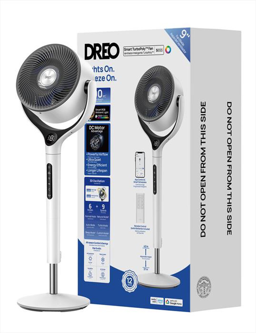 Immagine del prodotto DREO - Ventilatore a piantana TURBOPOLY FAN 565S-bianco