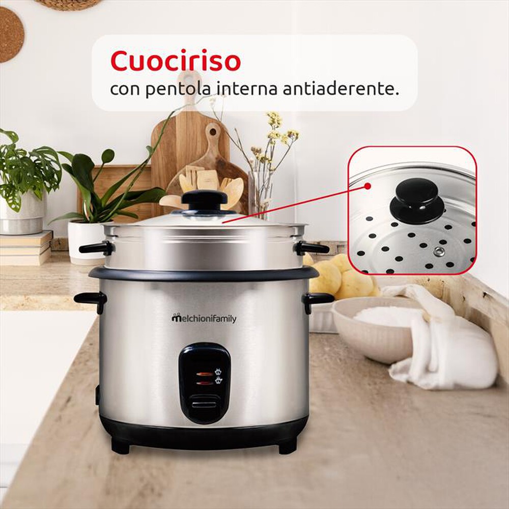 Immagine del prodotto MELCHIONI FAMILY - Cuociriso elettrico 1,8lt LOTO-Grigio / Acciaio