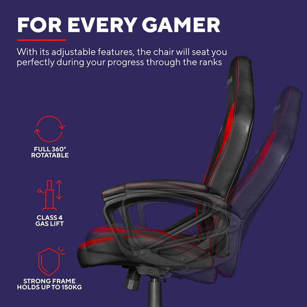 "TRUST - Sedia gaming GXT1701R RYON CHAIR-Black/Red"
