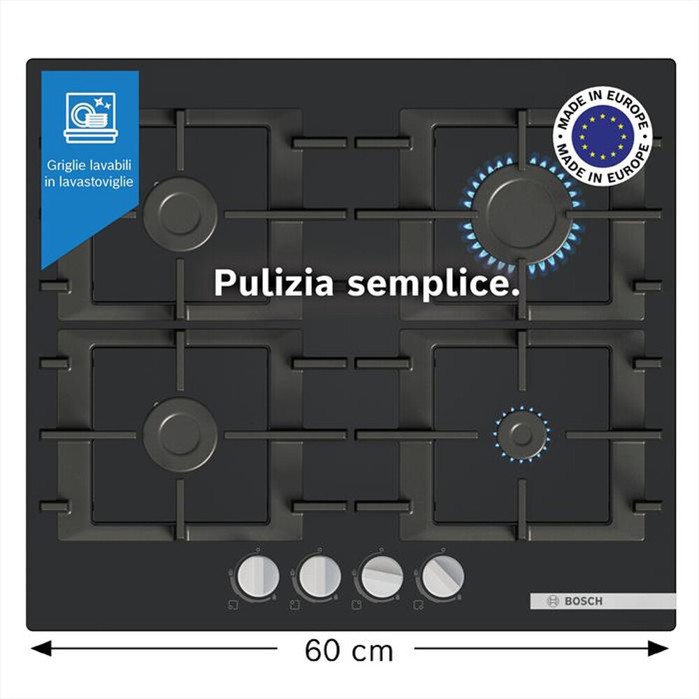 BOSCH - Piano cottura a gas PNP6B6K40 59 cm-Nero