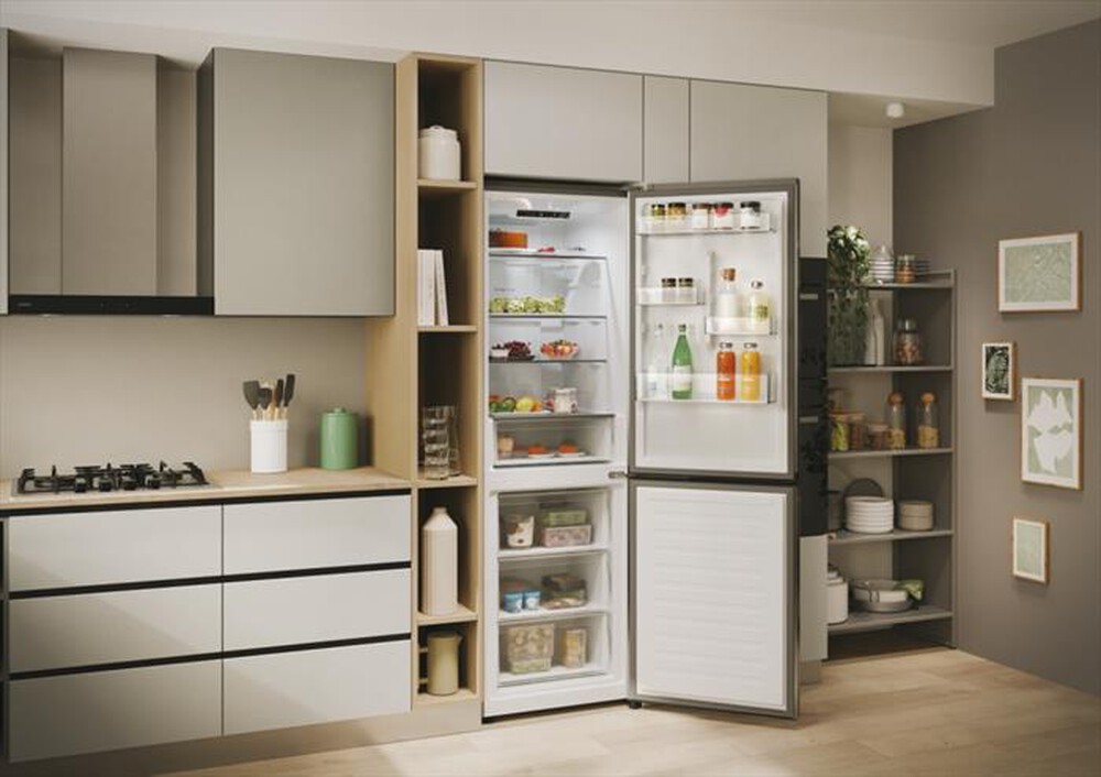 "CANDY - Frigorifero combinato CNCQ2T618EX Classe E 355 lt-Stainless steel"