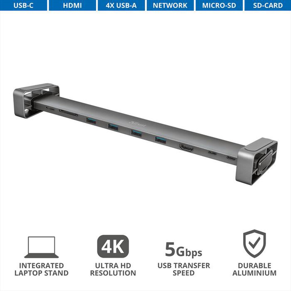 "TRUST - DALYX 10-IN-1 USB-C DOCK-Grey"