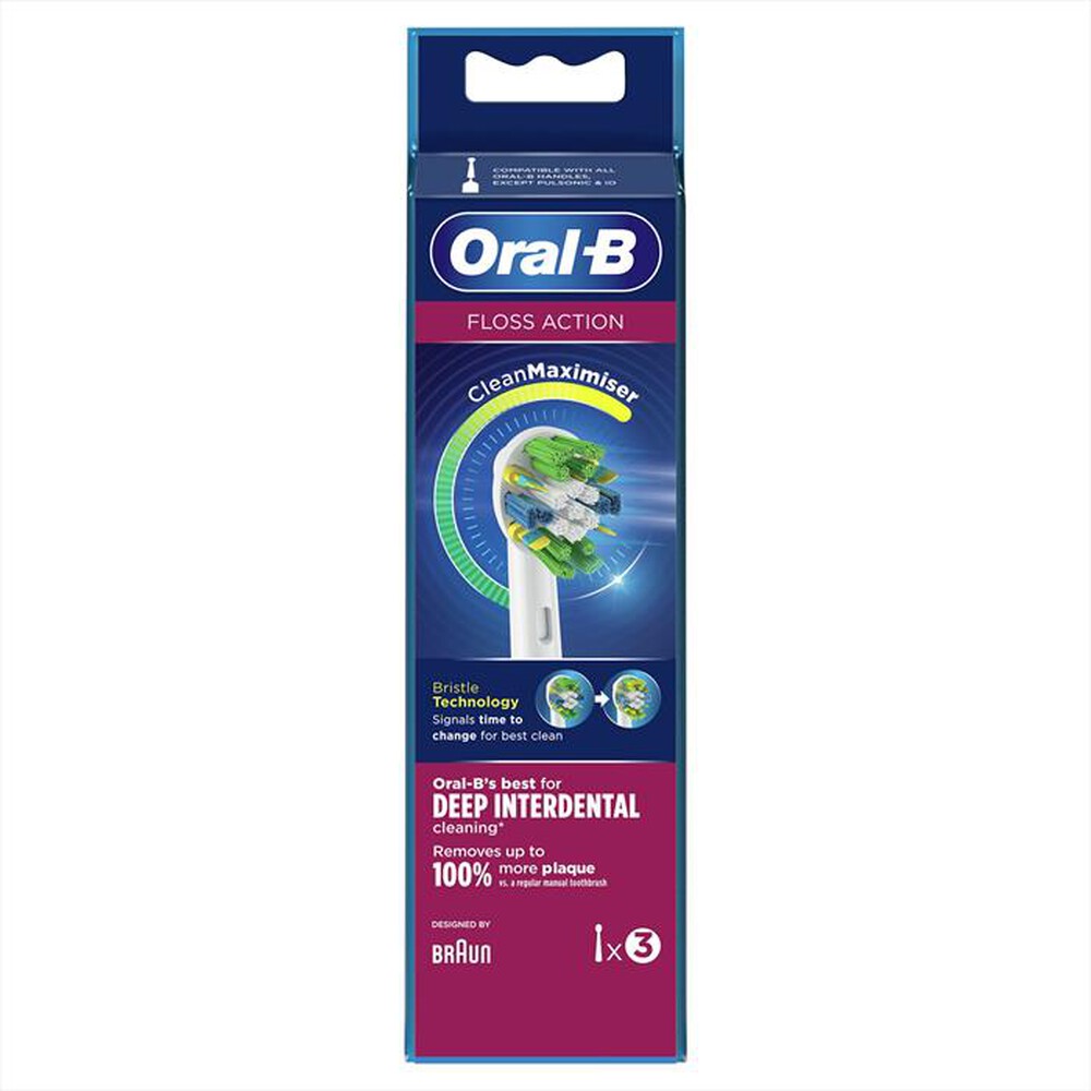 "ORAL-B - Testine Flossaction Con CleanMaximiser, 3 Pezzi-Bianco"