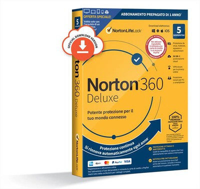 NORTON - Norton 360 Deluxe 2021 Antivirus 5 Dispositivi