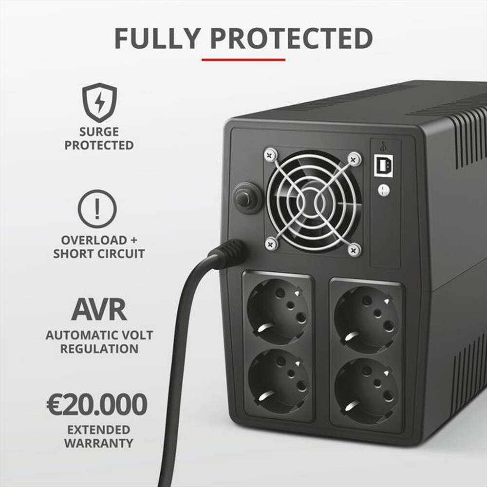 "TRUST - PAXXON 1500VA UPS 4 OUTLETS-Black"