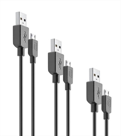 CELLULARLINE - USBDATA3XMICROK Cavo Dati-Multipack da 3 Micro USB-Nero