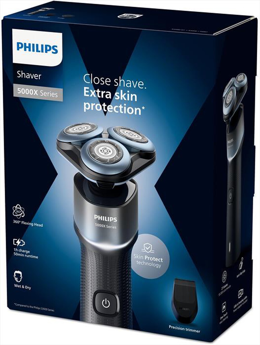 "PHILIPS - Rasoio X5006/00-Nero metallizzato/ acquamarina"
