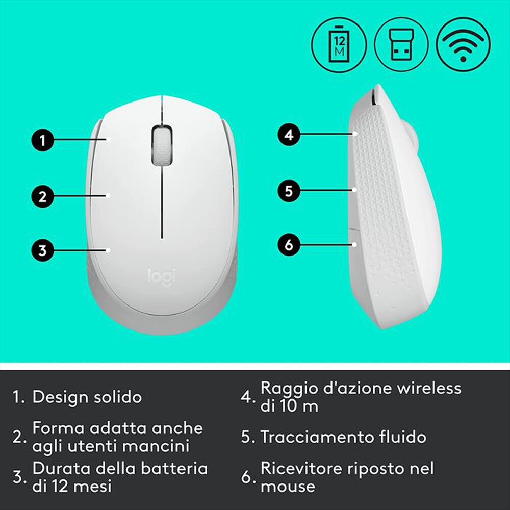 "LOGITECH - M171 Wireless Mouse-Bianco"