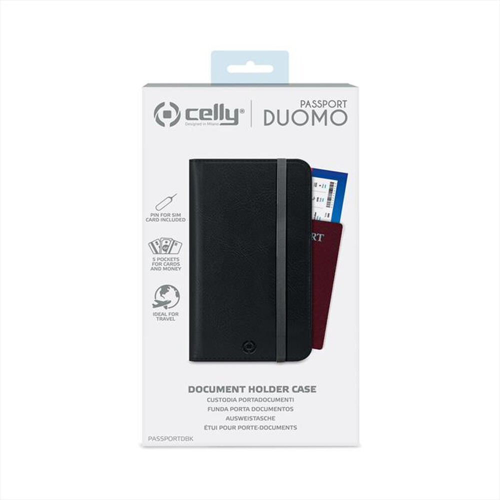"CELLY - PASSPORTDBK - PORTADOCUMENTI MAGNETICO DUOMO-NERO/SIMILPELLE"