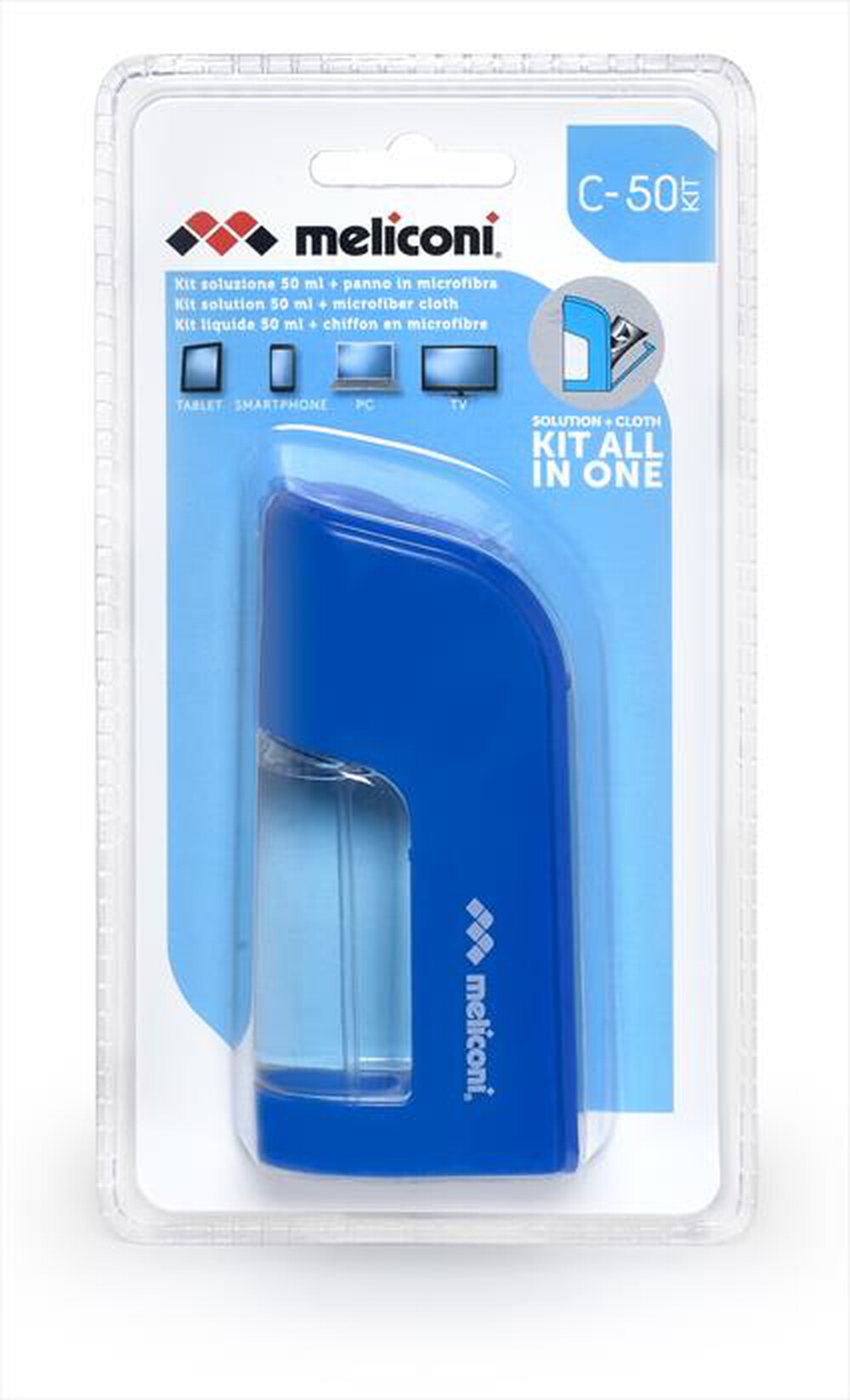"MELICONI - C50 Kit Soluzione + Panno microfibra-Blu"