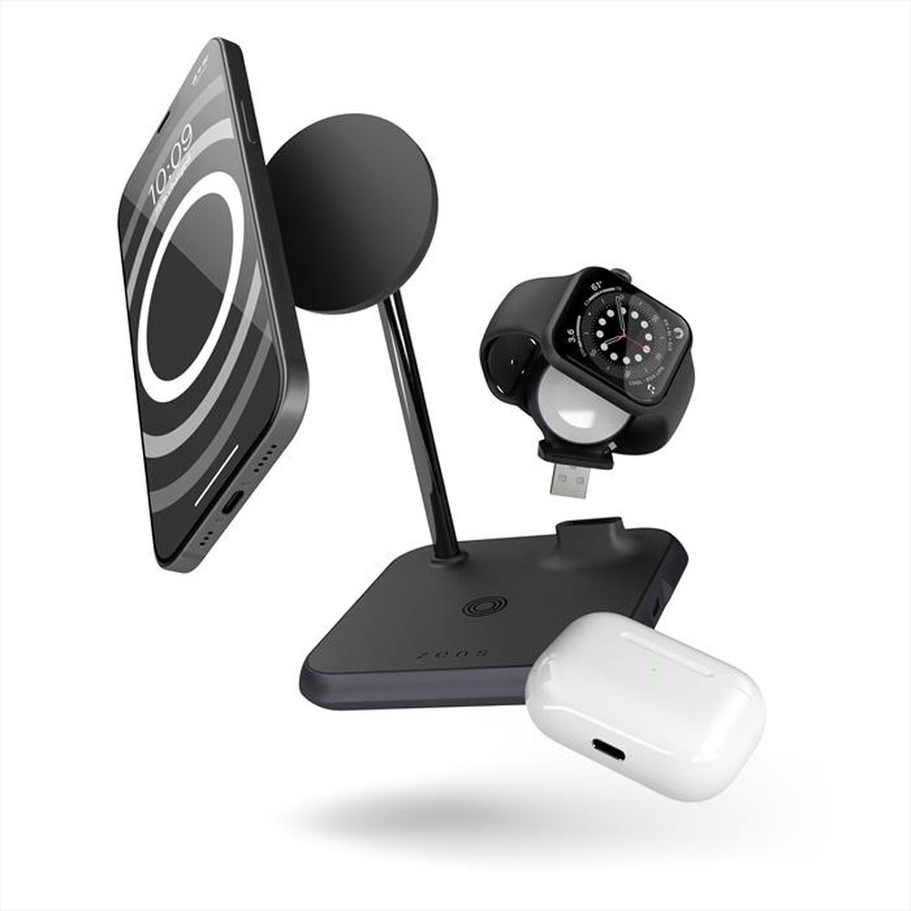 "ZENS - 4-IN-1 MAGNETIC + WATCH WIRELESS CHARGER-Black - Nero"