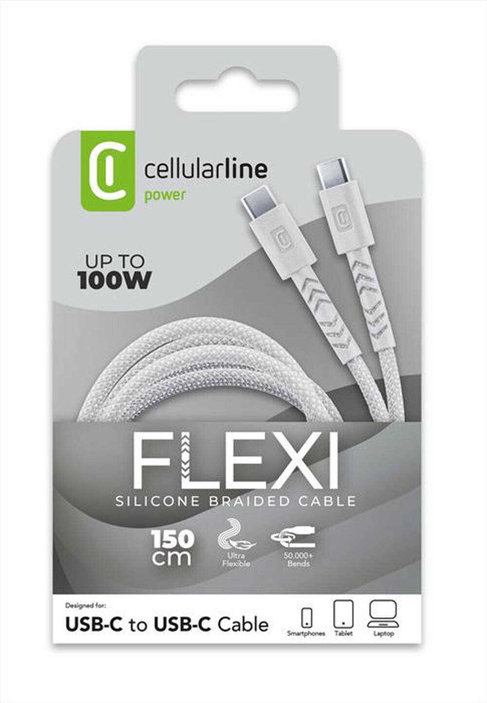 Immagine del prodotto CELLULARLINE - CAVO FLEXY 150CM 100W USB C TO USB C-Bianco