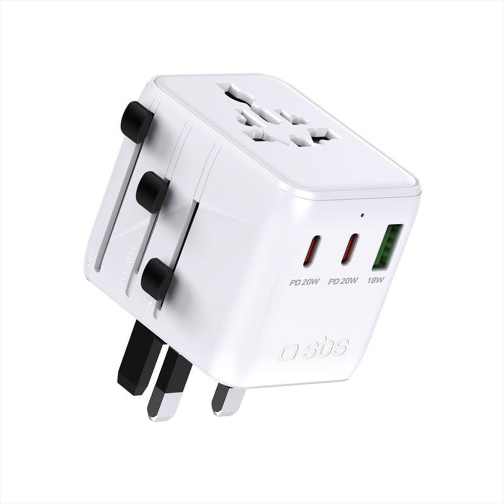 Immagine del prodotto SBS - Adattatore da viaggio universale + USB + 2x Type-C-Bianco