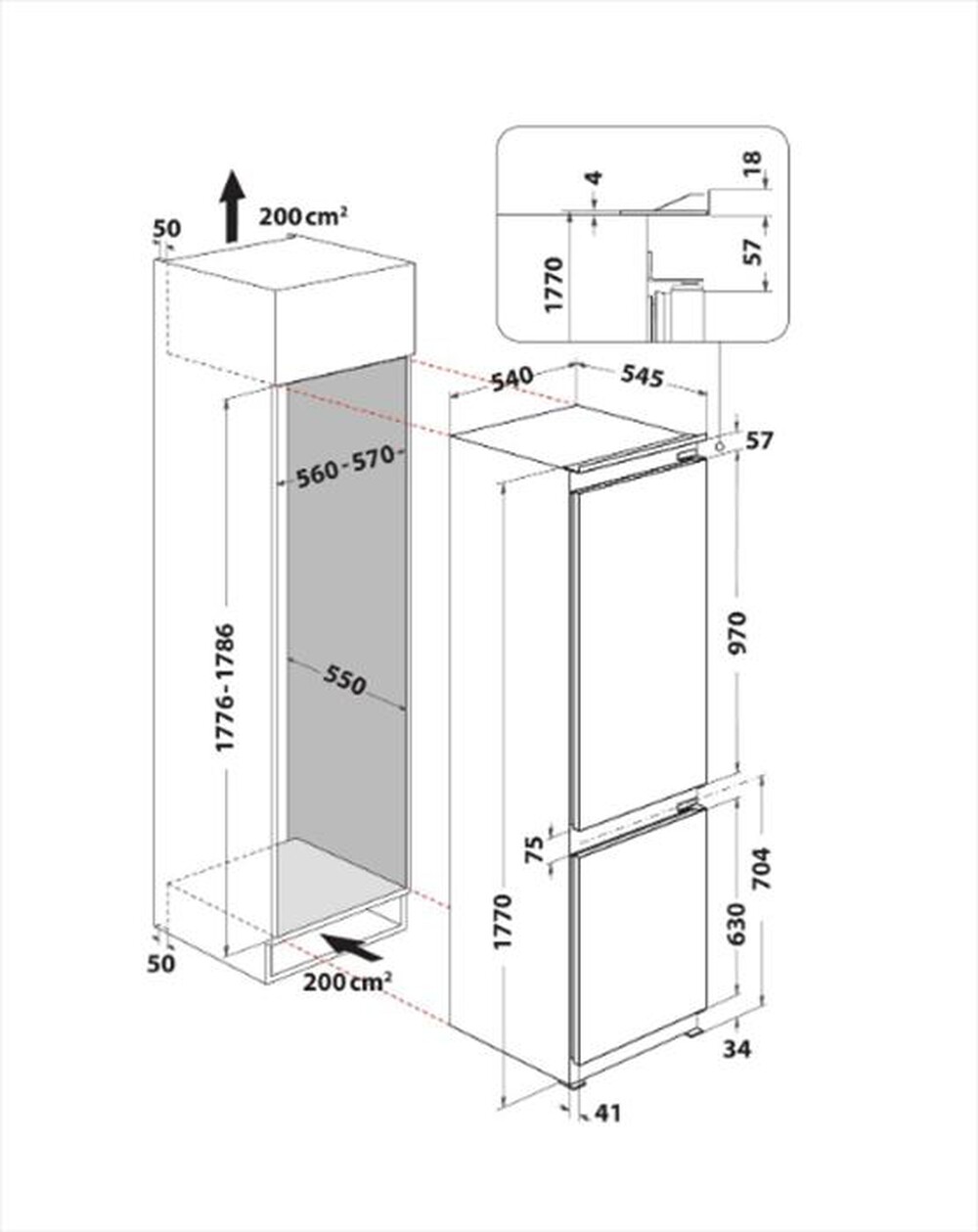 "HOTPOINT ARISTON - Frigorifero incasso BCB 7030 S1 Classe F"