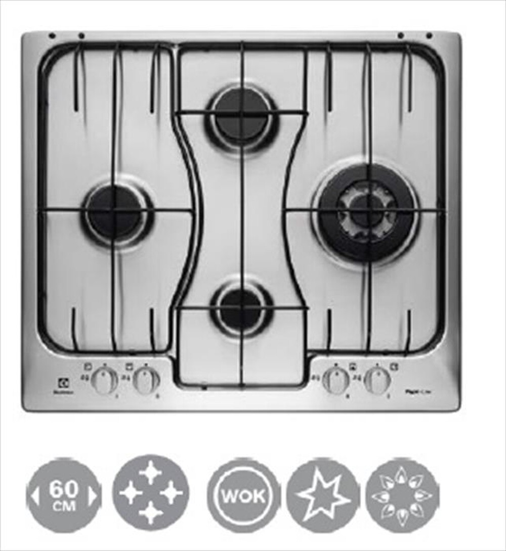 "ELECTROLUX - Piano cottura a gas RGG6243LOX 4 fuochi 59,4cm-INOX ANTIMPRONTA"