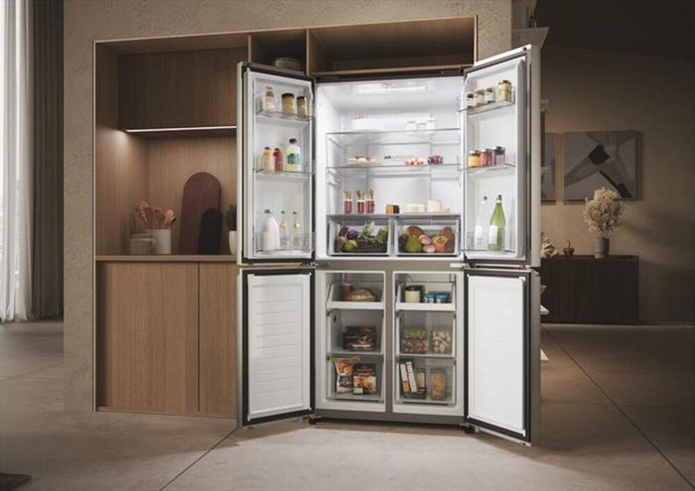 "HAIER - Frigorifero 4 porte HCR3818ENMM Classe E 467 lt-Platino, Stainless steel"