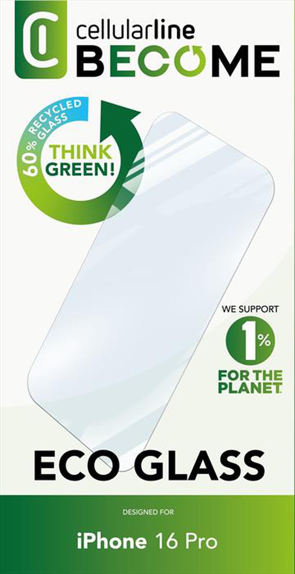 Immagine del prodotto CELLULARLINE - Vetro temperato BECOME GLASS - IPHONE 16 PRO-Trasparente