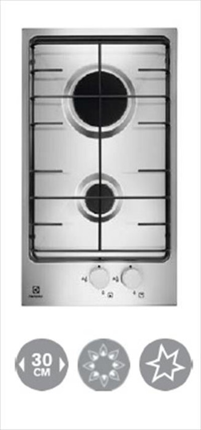 ELECTROLUX - Piano cottura a gas EGG3222NOX 2 fuochi 29cm-INOX