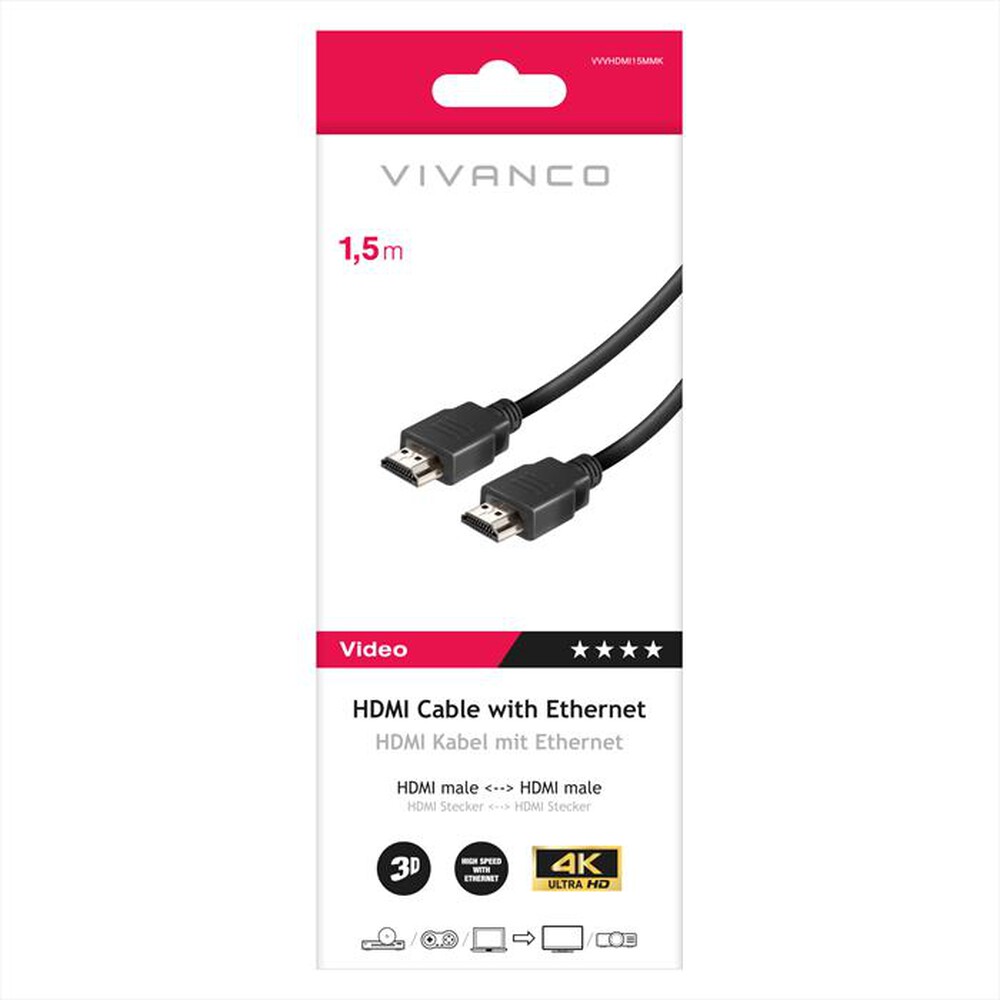 Immagine del prodotto SBS - Cavo HDMI ad alta velocit&agrave; con Ethernet 1,5 m-Nero