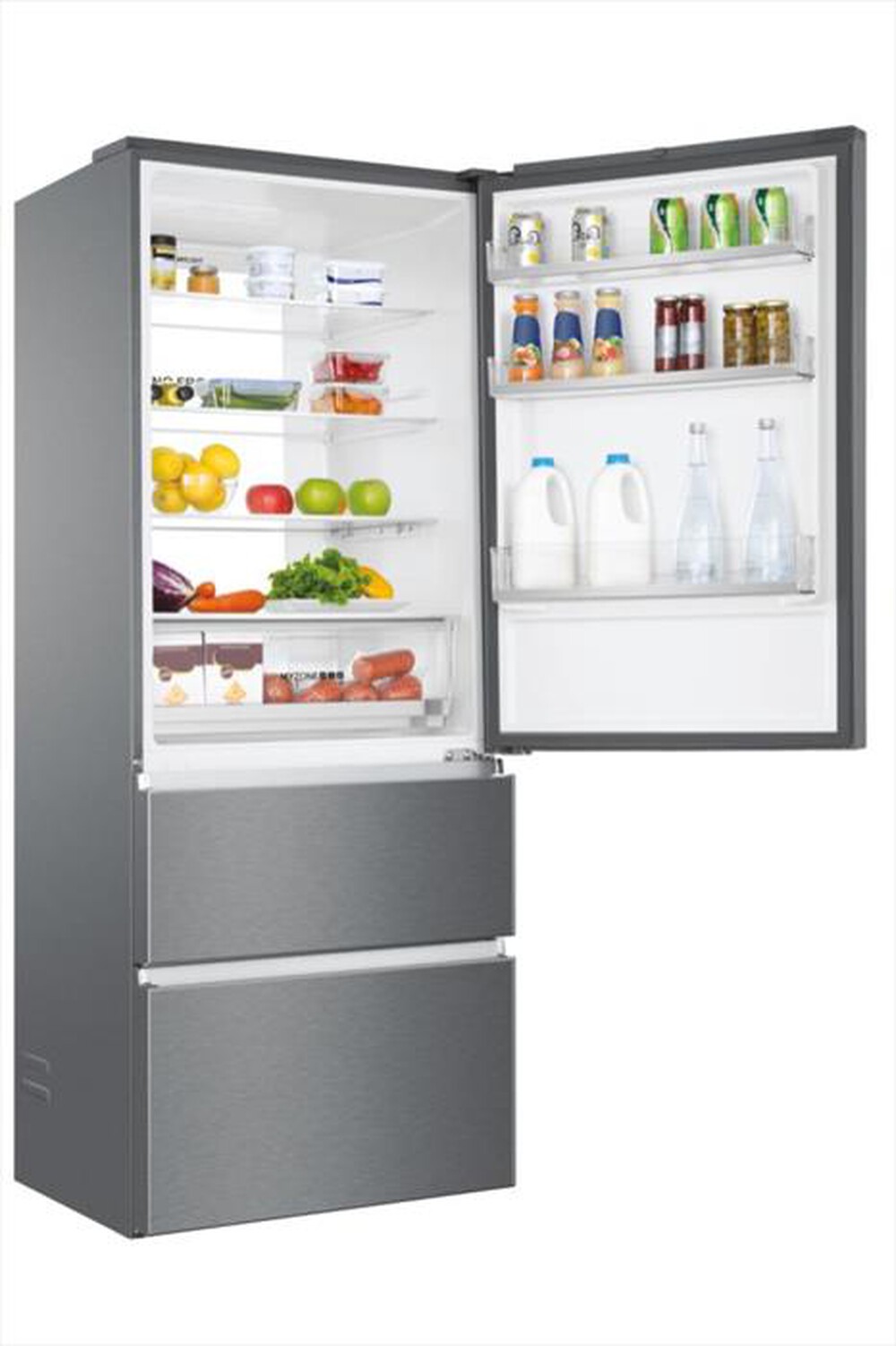 "HAIER - Frigorifero combinato HTOPMNE7193 Classe E 450 lt-Platino, Stainless steel"