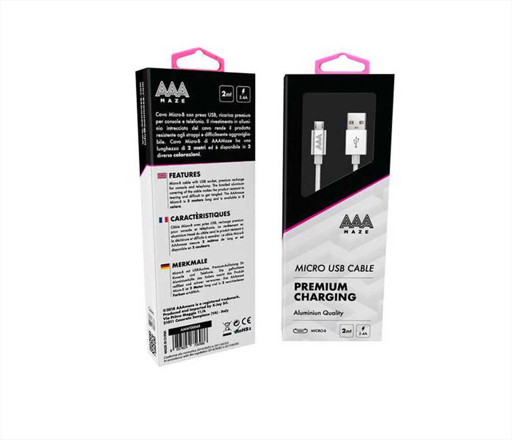 Immagine del prodotto AAAMAZE - MICRO USB CABLE 2M-Silver