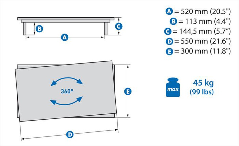 "MELICONI - Space Lcd M Supporto Girevole In Legno Per Lcd-Nero"