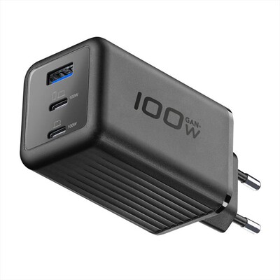 CELLULARLINE - Caricabatterie da rete ACH GAN+ 3 PORTE 100W-Nero
