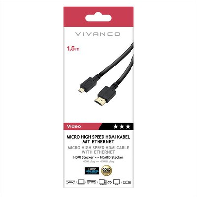 SBS - Cavo micro HDMI ad alta velocit&agrave; con Ethernet-Nero