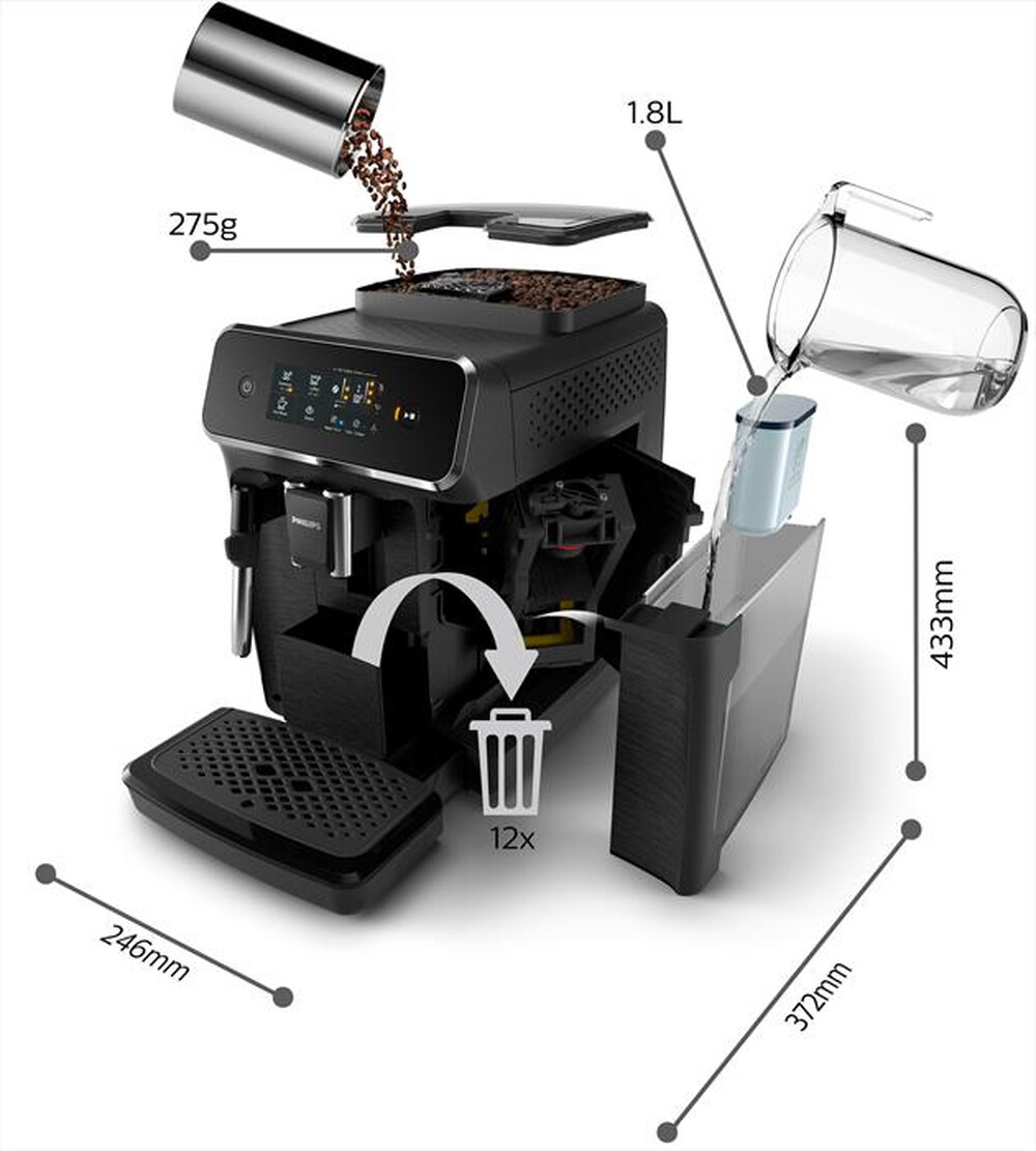 "PHILIPS - Macchina da caffè automatica SERIES 800 EP0820/00-nero"