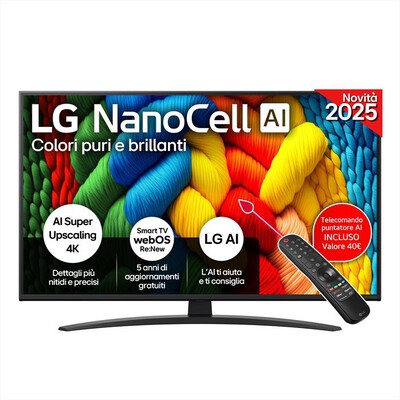 LG - Smart TV Nanocell UHD 4K 43" 43NANO81A6A-Charcoal Black