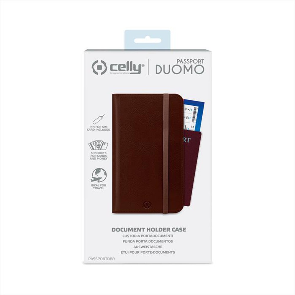 "CELLY - PASSPORTDBR - PORTADOCUMENTI MAGNETICO DUOMO-MARRONE/SIMILPELLE"