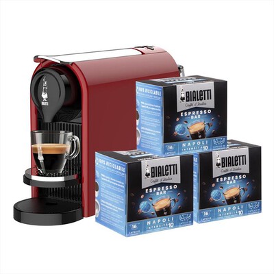 BIALETTI - Macchina da caff&egrave; BUNDLE GIOIA PLUS ROSSO+48CAPS-rosso