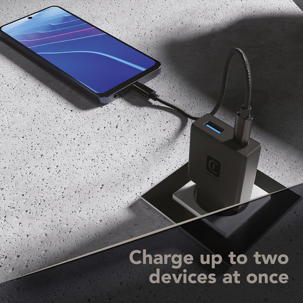 Immagine del prodotto CELLULARLINE - Caricatore Power Lite Slim 20W Dual USB-A + USB-C-Nero