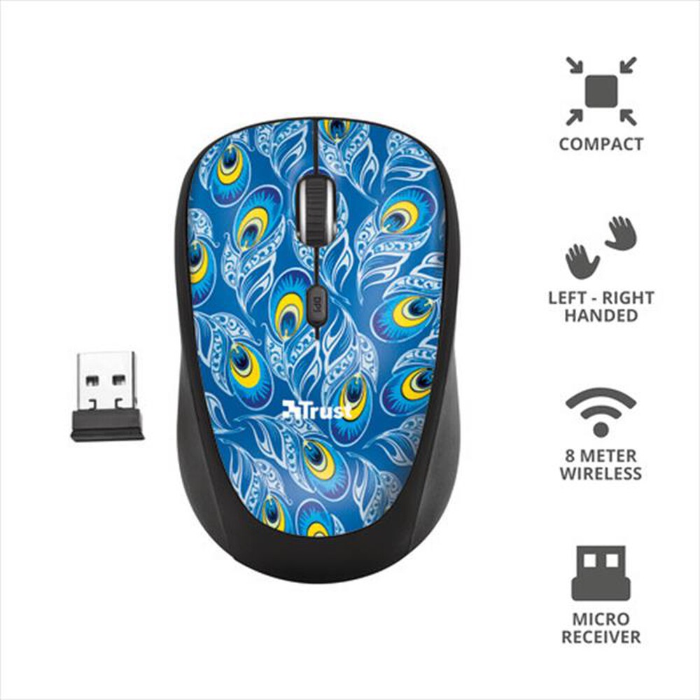 "TRUST - YVI WIRELESS MOUSE-Peacock"