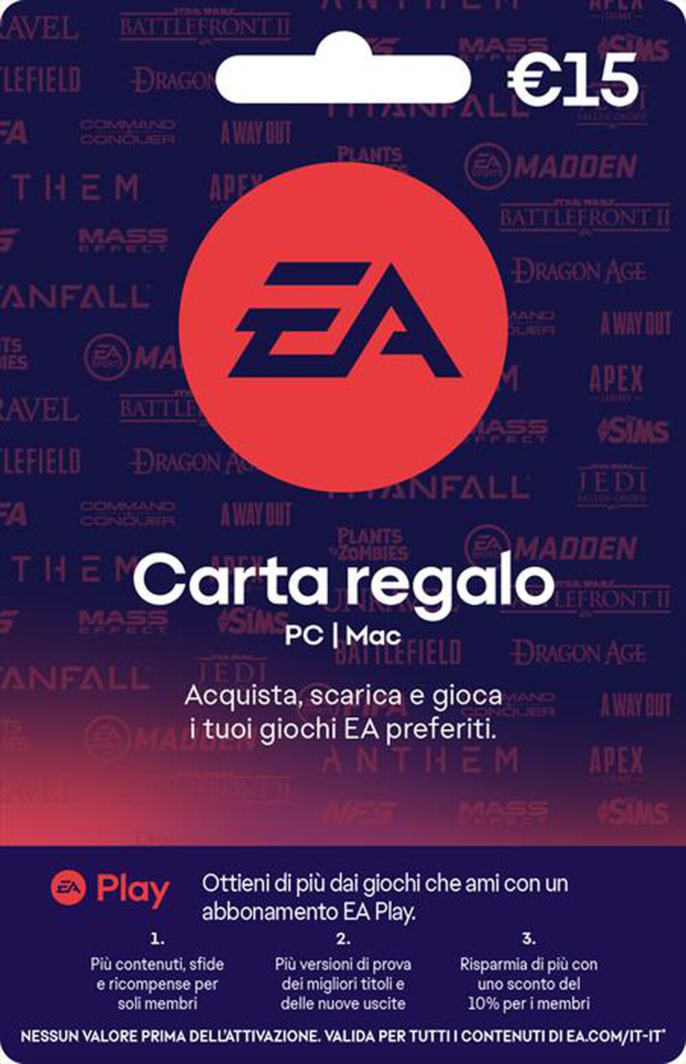 Immagine del prodotto ELECTRONIC ARTS - Gift Card 15 EUR - 