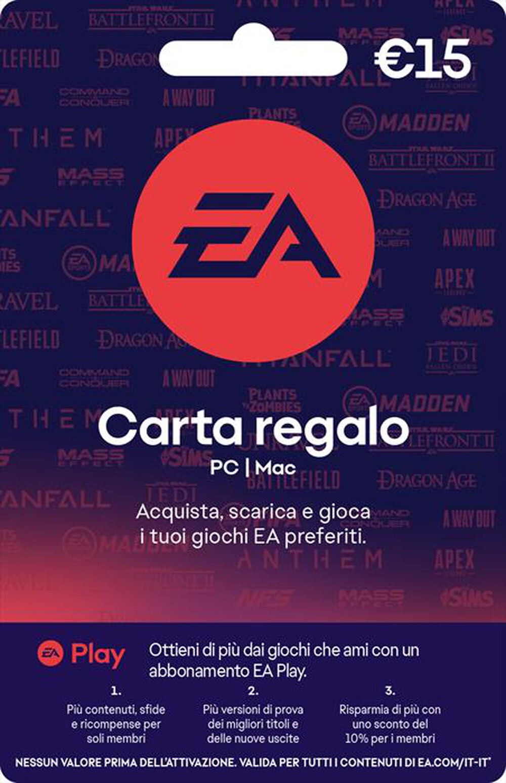 "ELECTRONIC ARTS - Gift Card 15 EUR - "