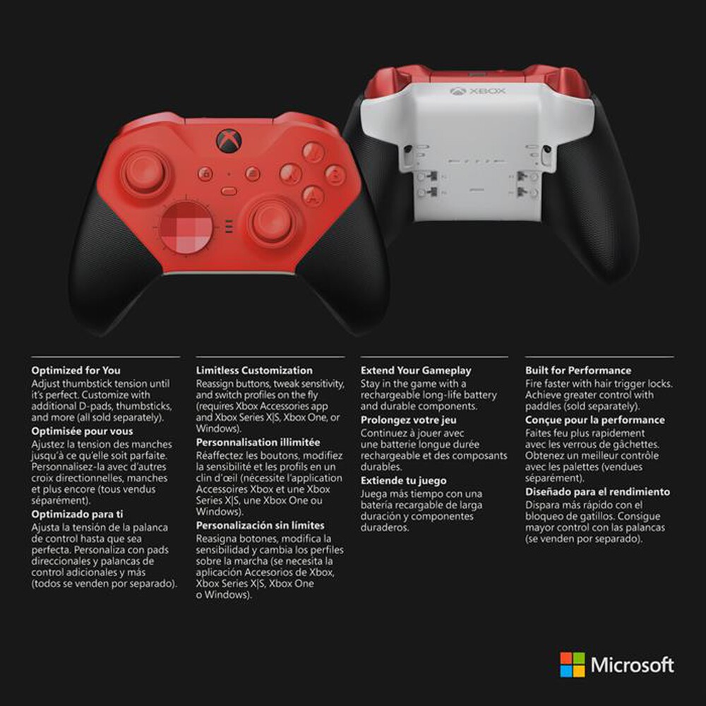 "MICROSOFT - Controller Wireless Elite Series 2 RFZ-00014-Rosso (Red)"