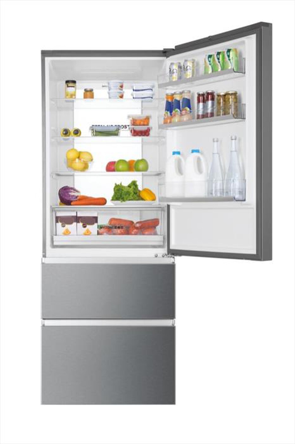"HAIER - Frigorifero combinato HTOPMNE7193 Classe E 450 lt-Platino, Stainless steel"