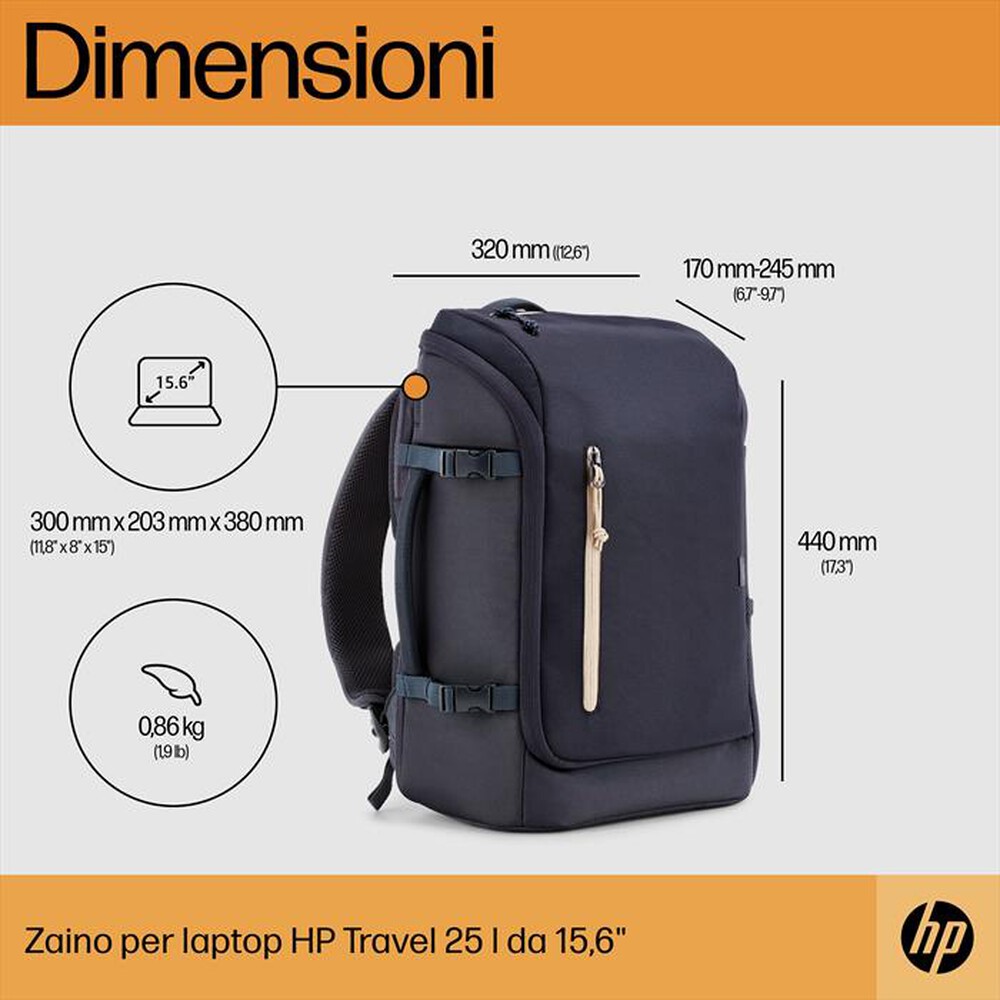 "HP - ZAINO 25L TRAVEL 15.6-Forged Iron"