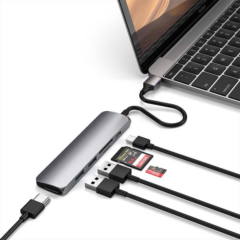 Immagine del prodotto SATECHI - ADATTATORE USB-C SLIM MULTIMEDIA V2-space grey