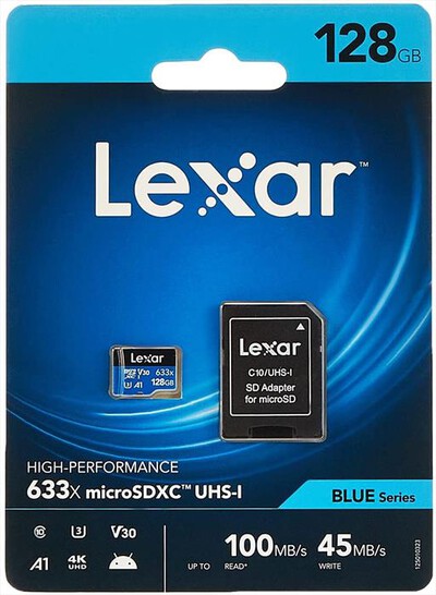 LEXAR - SDMICRO 633X 128GB C/AD-Black,  LEXAR - SDMICRO 633X 128GB C/AD-Black