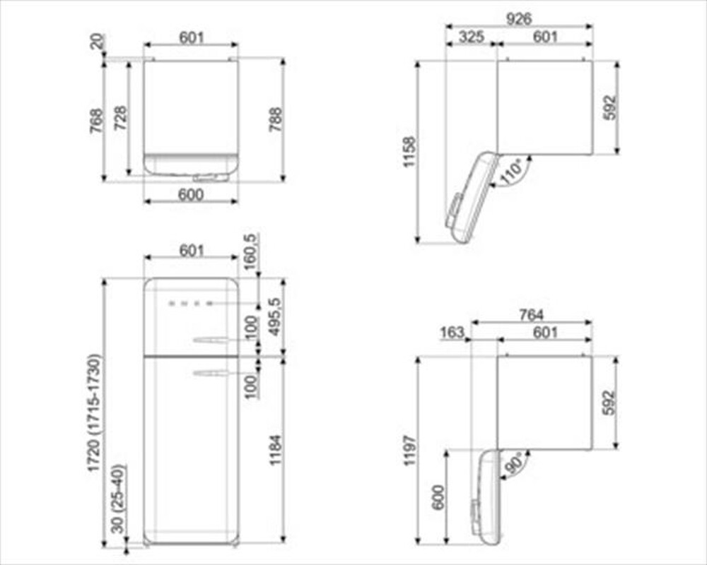 "SMEG - Frigorifero 2 porte FAB30LWH5 Classe D 298lt-Bianco"