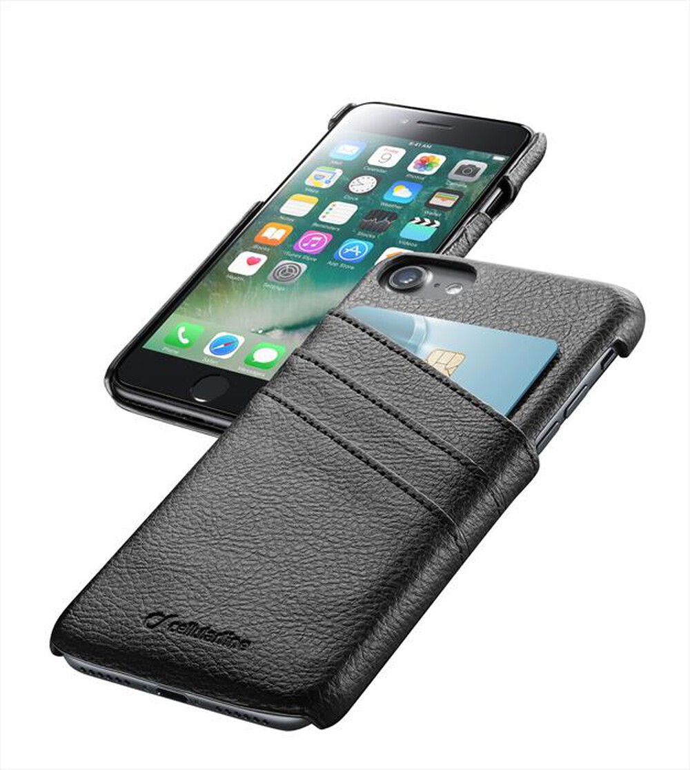 "CELLULARLINE - Custodia Back Nera Smart Pocket iPhone 7 4,7\"-Nero"