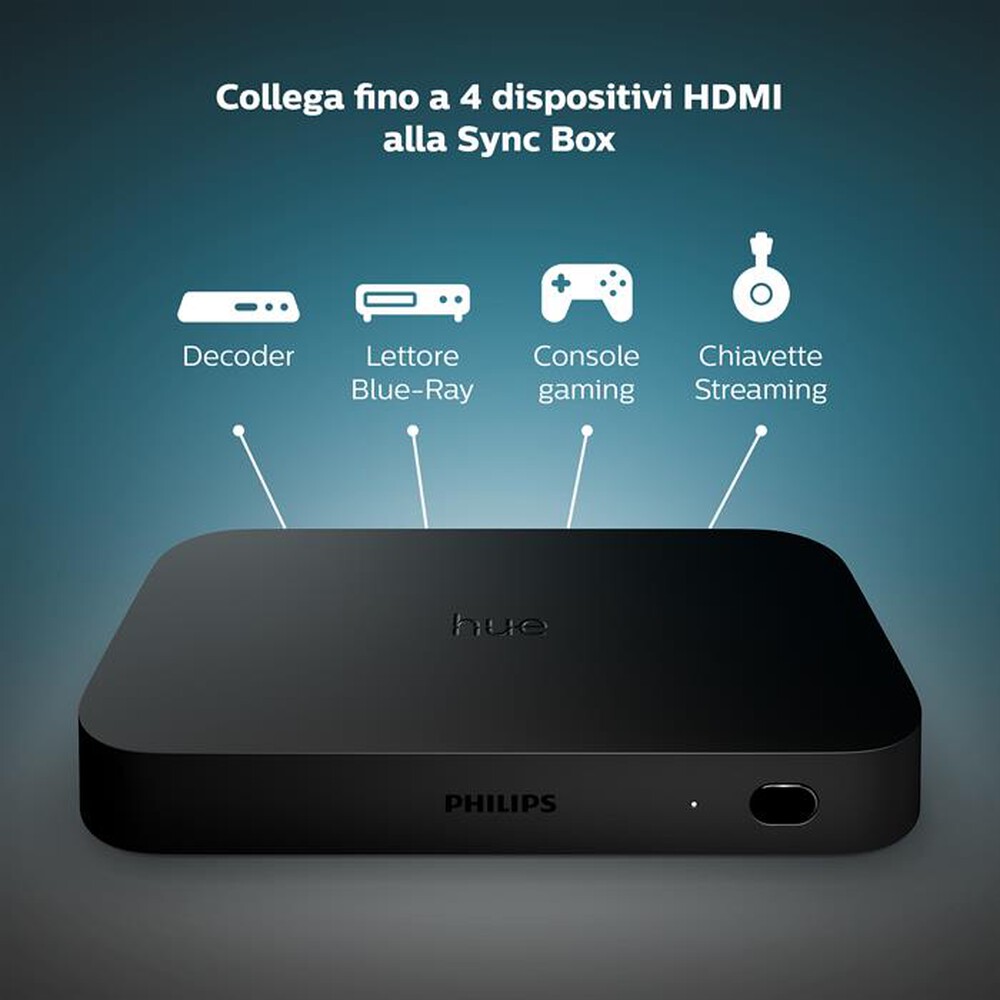"PHILIPS - Controlli luce intelligente HUE PLAY HDMI SYNC BOX-Nero"
