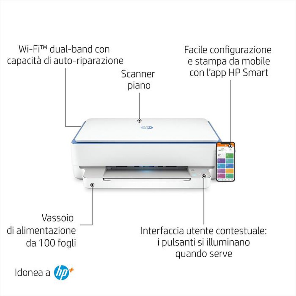 "HP - Multifunzione ENVY 6010E 3 MESI INCHIOSTRO CON HP+-Bianca"