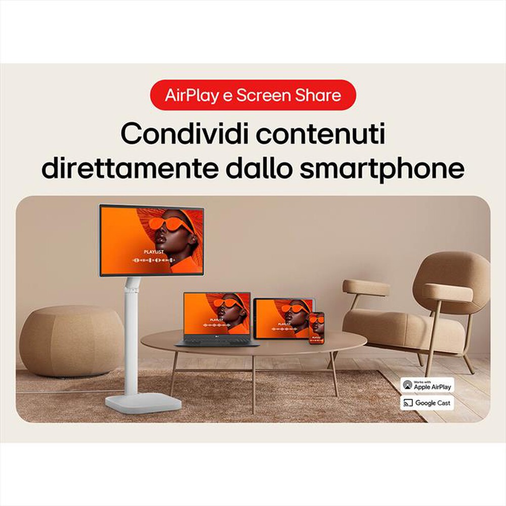 Immagine del prodotto LG - Monitor LCD UHD 4K 32" TOUCH, BASE CON ROTELLE-White